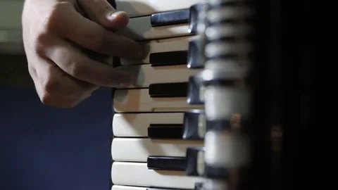 Playing the Accordion - Close up Stock Footage 83387011