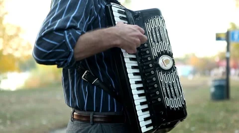 Playing the Accordion Stock Footage 8825293