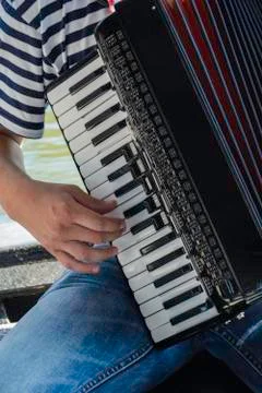Playing accordion Stock-Fotos