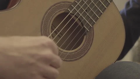 Playing An Acoustic Guitar (Close Up) Stock Footage 264285538