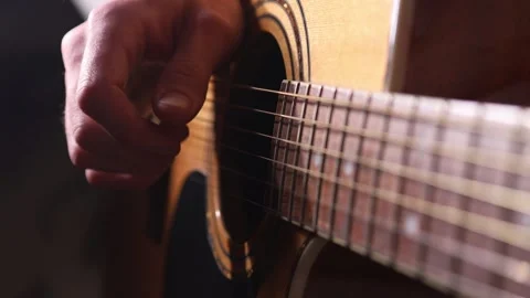 Playing acoustic guitar close-up Stock Footage 265238523