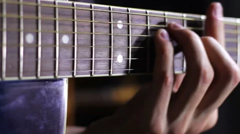 Playing Acoustic Guitar in Studio Video stock 59302429