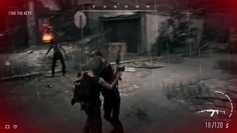 Playing Action Computer Game Slaying Zombie Monsters To Complete Level Stock-Footage 247226128