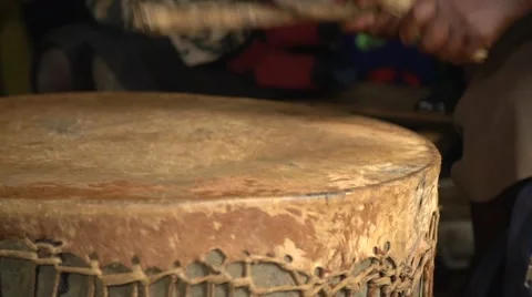 Playing African Drums in Slow Motion, Uganda Stock Footage 40921048