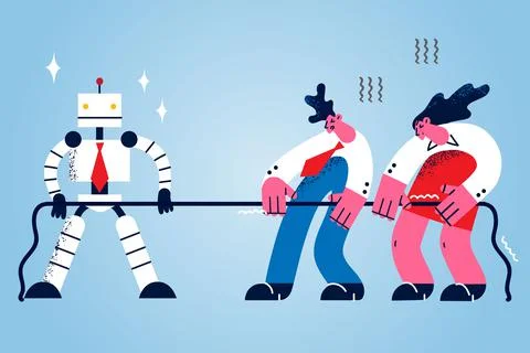 Playing with artificial intelligence concept イラスト素材