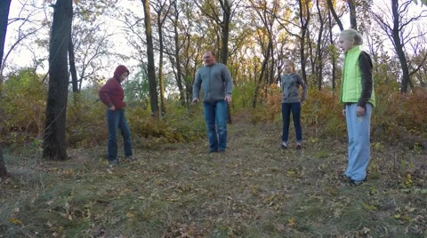 Playing in the autumn forest. Stock-Footage 59143621