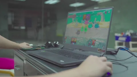 Playing Axie Infinity NFT-based Online Video Game Stock Footage 160543137