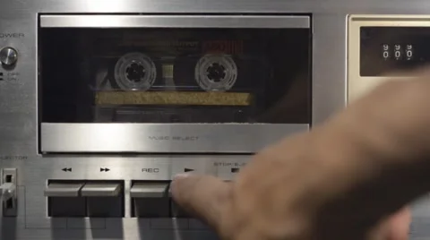 Playing Back a Cassette Tape on a Deck Stock Footage
