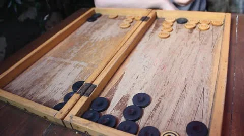 Playing Backgammon Stock Footage 21962980