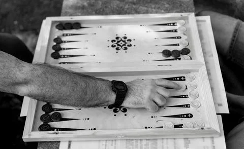 Playing backgammon on the street Stock Photos