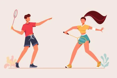 Playing Badminton Illustrazione stock