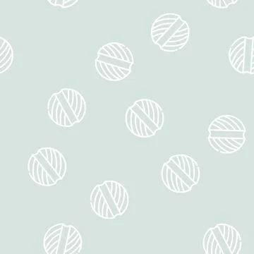 Playing ball for cat line vector seamless pattern イラスト素材