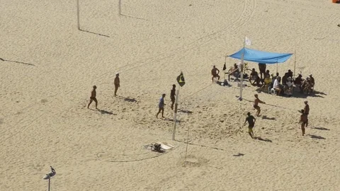 Playing basketball on Copacabana beach, Rio de Janeiro, Brazil Stock Footage