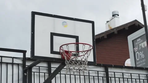 Playing basketball in the mountains Stock Footage 204005134