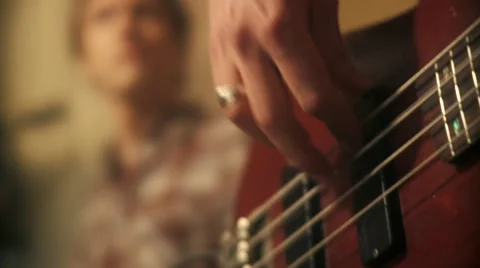 Playing Bass Guitar Stock Footage 49539619