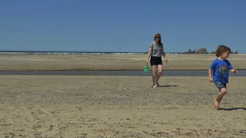 Playing on the beach Stock Footage 83629163