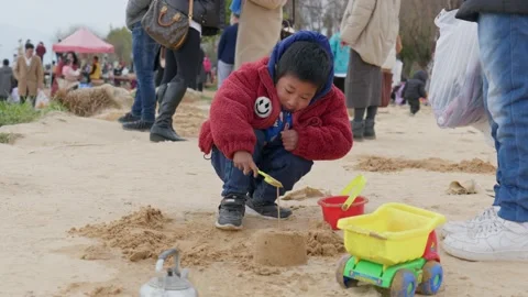 Playing on the beach Stock Footage 234068485
