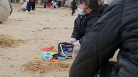 Playing on the beach Stock Footage 234068486