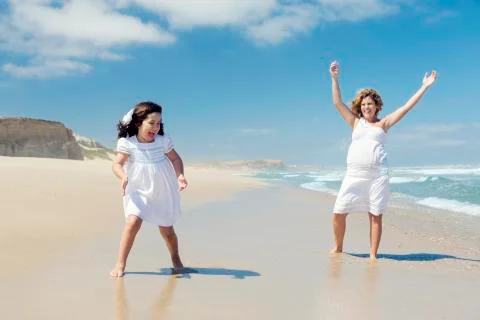 Playing on the beach Stock Photos