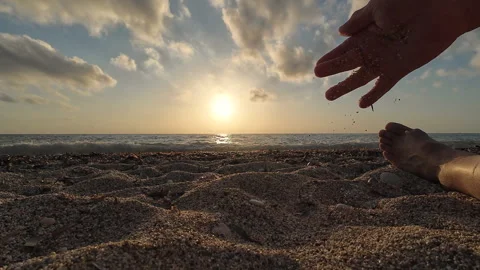 Playing with beach sand. Stock Footage 279081911