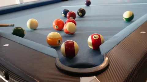 Playing billiard in the background Stock Footage 229606147