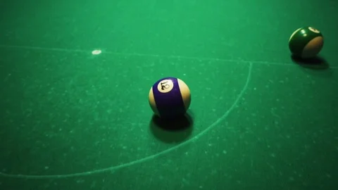 Playing billiards, blowing a cue on the ball, the ball hit the pocket, the ball Stock Footage 77283234