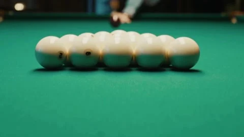 Playing billiards on a green table Stock Footage 141686602