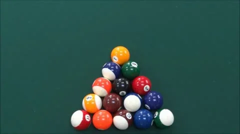 Playing Billiards - Playing Pool - Break in Pool (with sound) Video stock 12538774