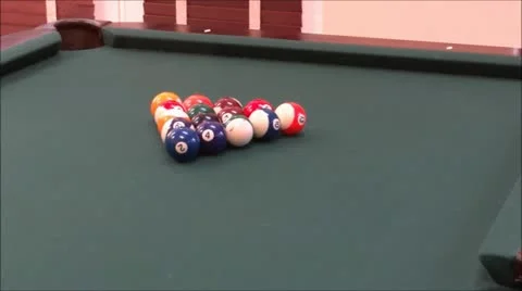 Playing Billiards - Playing Pool - Break in Pool Video stock 13826573