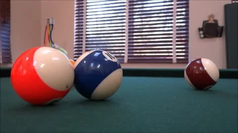 Playing Billiards - Playing Pool - Pool Table - Table View Video stock 13826650
