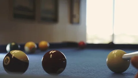 Playing billiards on the table. American billiards Stock Footage 69777294