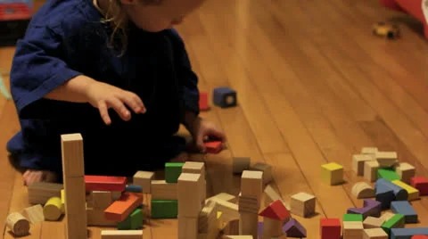 Playing with blocks Stock Footage 22605992