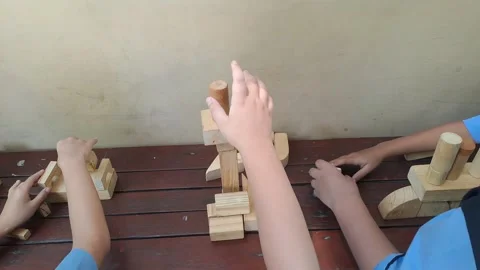 Playing with blocks Stock Footage 295456220
