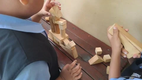 Playing with blocks Stock-Footage 295456226