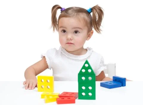 Playing with blocks Fotos Stock