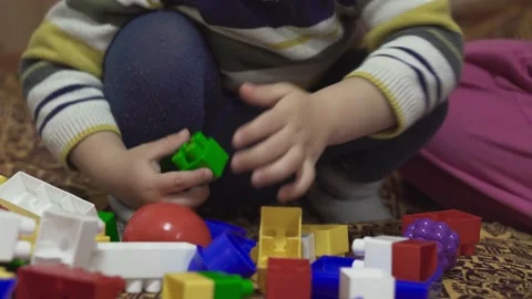 Playing boy with constructor Stock Footage 144021986