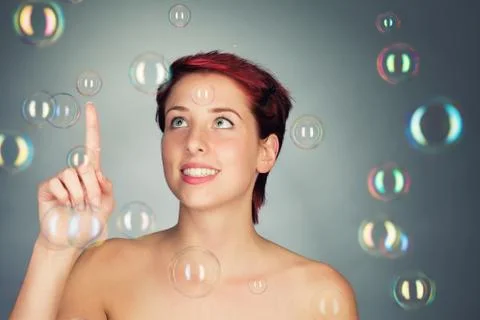 Playing with bubbles Stock Photos