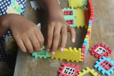 Playing building set Stock Photos