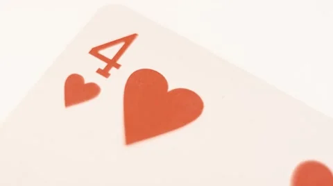 Playing Card - 4 Of Hearts Stock Footage 60361931