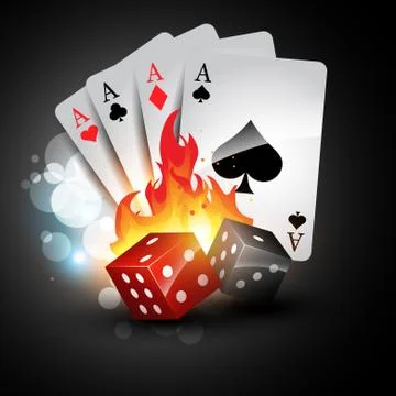 Playing card and dices Illustrazione stock