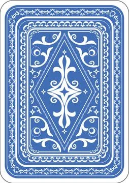 Playing card back with blue pattern on white background, illustration Stock Photos