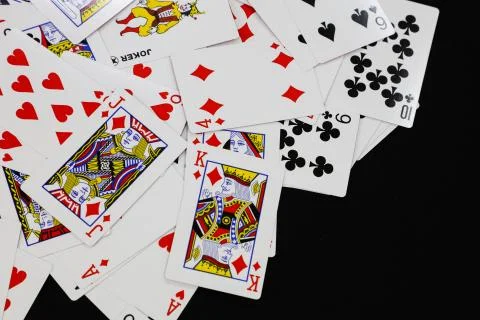 Playing Card with black background, Poker. Blackjack. Stock Photos