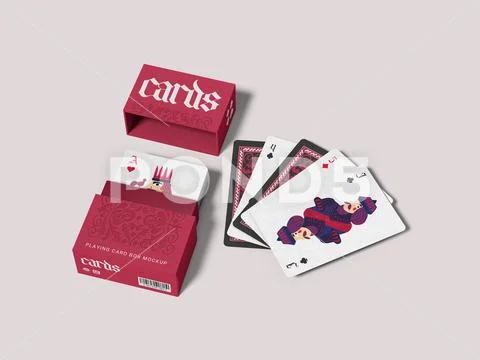 Playing Card with Box 3D Mockup PSD Template