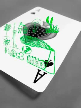 Playing card, close-up of the ace of spades, alternative energy, concept Stock Illustration