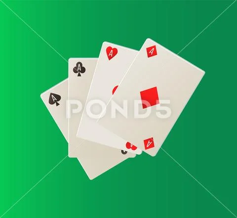 Playing Card, Deck of Aces, Gambling Icons Vector Stock Illustration