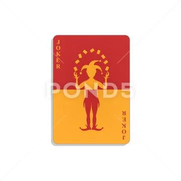 Playing card with Joker in orange and red design Stock Illustration