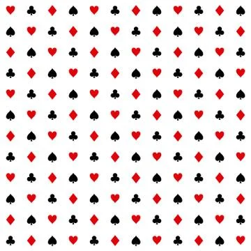 Playing card suit seamless pattern. Red And Black card symbols. Stock Illustration