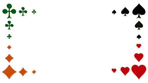 Playing card suits corner frame for casino and gaming graphics horizontal Stock Illustration