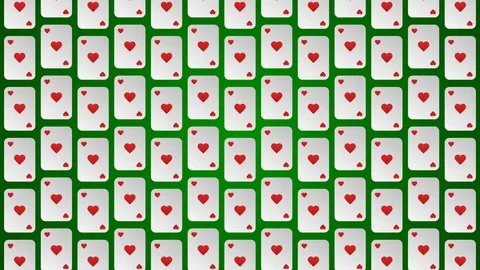 Playing card suits hearts pattern animated background Video stock 121561625