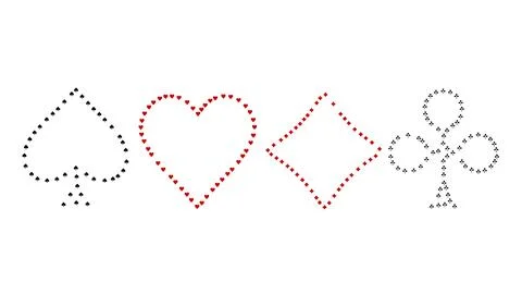 Playing card suits icon set composed of smaller identical suit symbols, horizont Stockillustratie